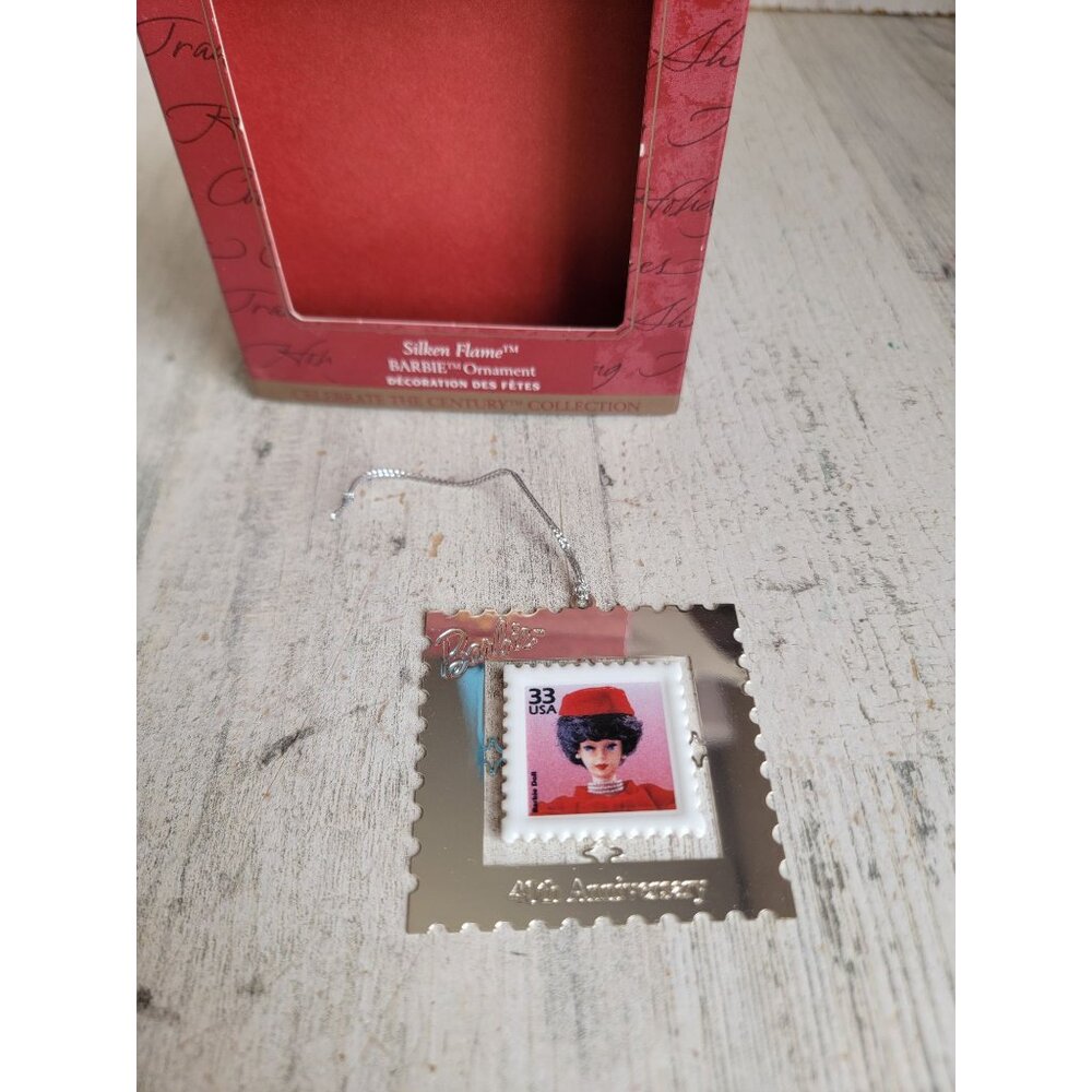 Hallmark silken flame Barbie stamp ornament Xmas‎ vintage